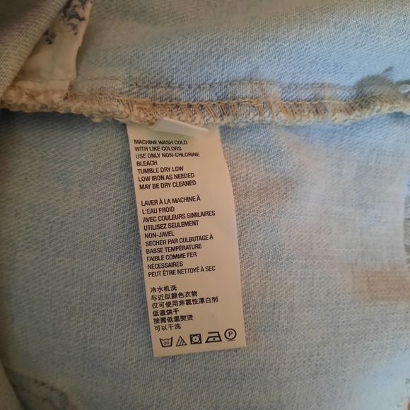 Free People Skirt Silver Lake Denim Mini High Rise Pleated Frayed Hem Size 27 - Picture 11 of 12